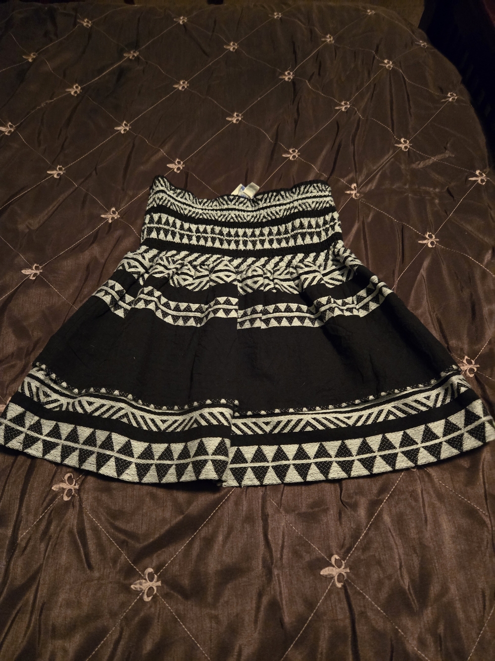 Blue Rain Black and White Patterned Knit Mini Skirt